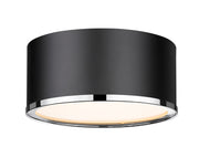 Arlo 2 Light 12.25" Flush Mount in Matte Black + Chrome