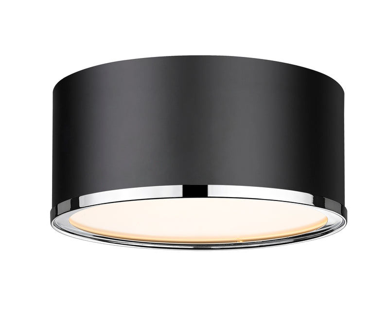 Arlo 2 Light 12.25" Flush Mount in Matte Black + Chrome