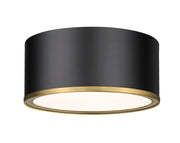 Arlo 2 Light 12.25" Flush Mount in Matte Black + Rubbed Brass