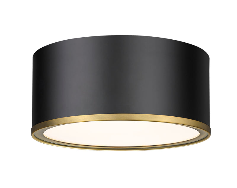 Arlo 2 Light 12.25" Flush Mount in Matte Black + Rubbed Brass