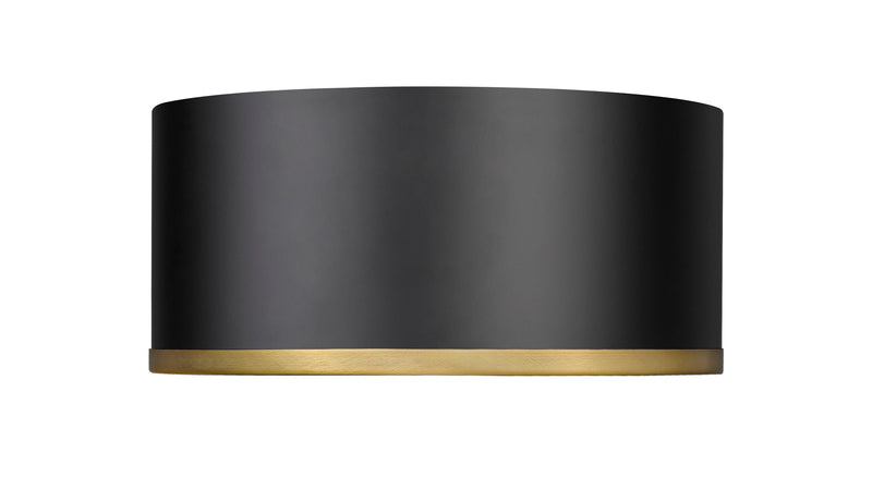 Arlo 2 Light 12.25" Flush Mount in Matte Black + Rubbed Brass