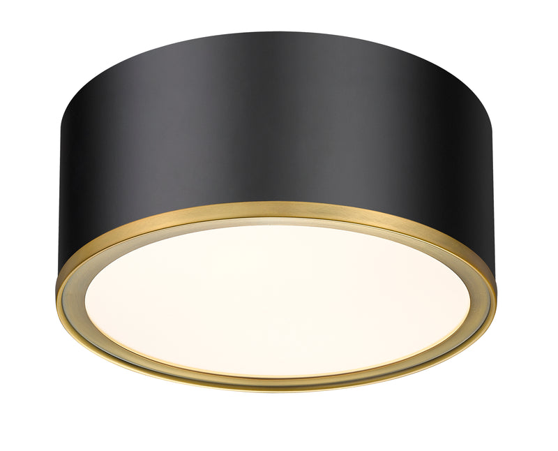 Arlo 2 Light 12.25" Flush Mount in Matte Black + Rubbed Brass