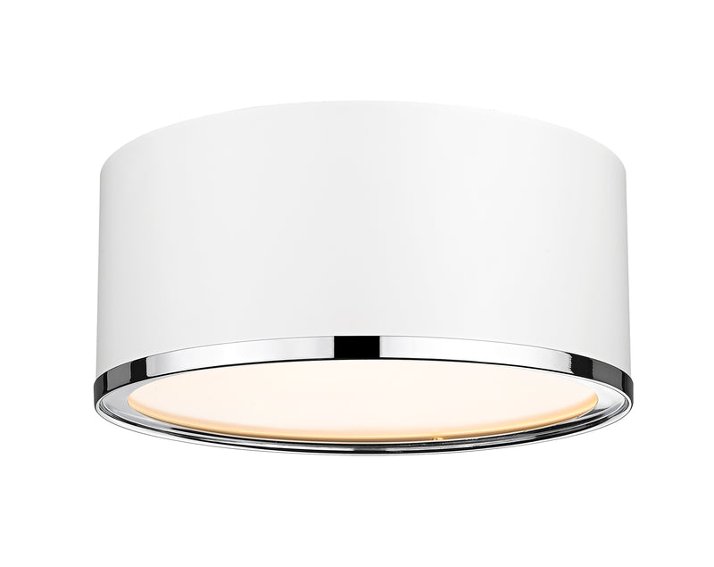 Arlo 2 Light 12.25" Flush Mount in Matte White + Chrome
