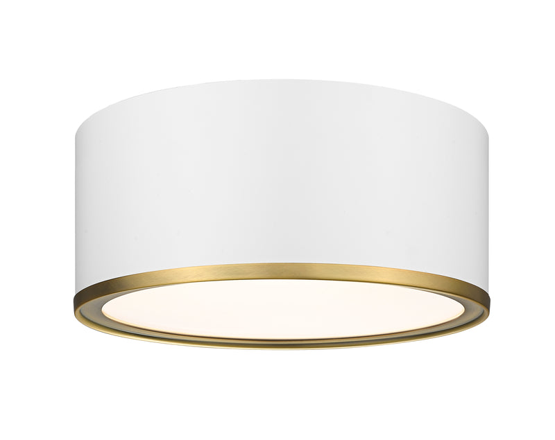 Arlo 2 Light 12.25" Flush Mount in Matte White + Rubbed Brass