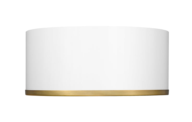 Arlo 2 Light 12.25" Flush Mount in Matte White + Rubbed Brass