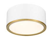 Arlo 2 Light 12.25" Flush Mount in Matte White + Rubbed Brass