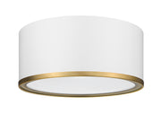 Arlo 2 Light 12.25" Flush Mount in Matte White + Rubbed Brass
