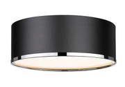 Arlo 3 Light 16" Flush Mount in Matte Black + Chrome