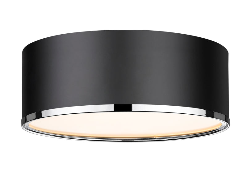 Arlo 3 Light 16" Flush Mount in Matte Black + Chrome