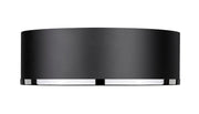 Arlo 3 Light 16" Flush Mount in Matte Black + Chrome