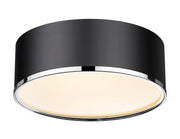 Arlo 3 Light 16" Flush Mount in Matte Black + Chrome