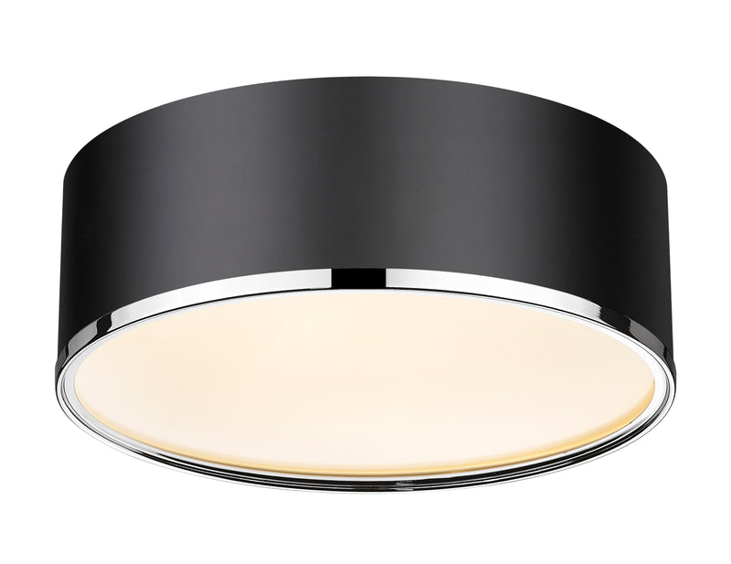 Arlo 3 Light 16" Flush Mount in Matte Black + Chrome