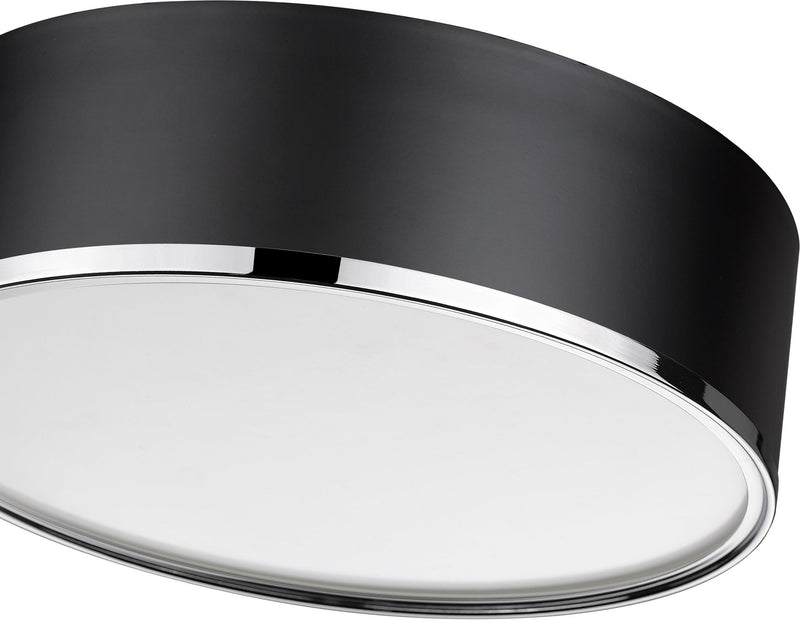 Arlo 3 Light 16" Flush Mount in Matte Black + Chrome