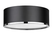 Arlo 3 Light 16" Flush Mount in Matte Black + Chrome