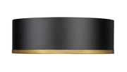Arlo 3 Light 16" Flush Mount in Matte Black + Rubbed Brass