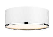 Arlo 3 Light 16" Flush Mount in Matte White + Chrome