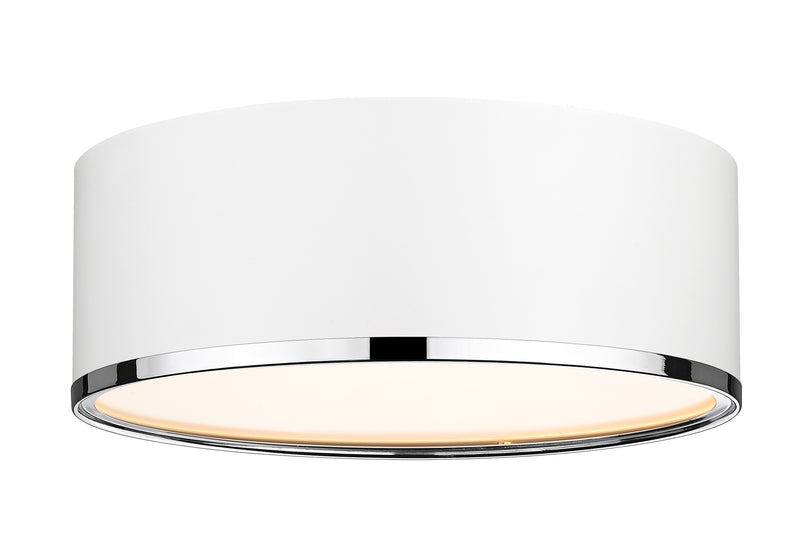 Arlo 3 Light 16" Flush Mount in Matte White + Chrome