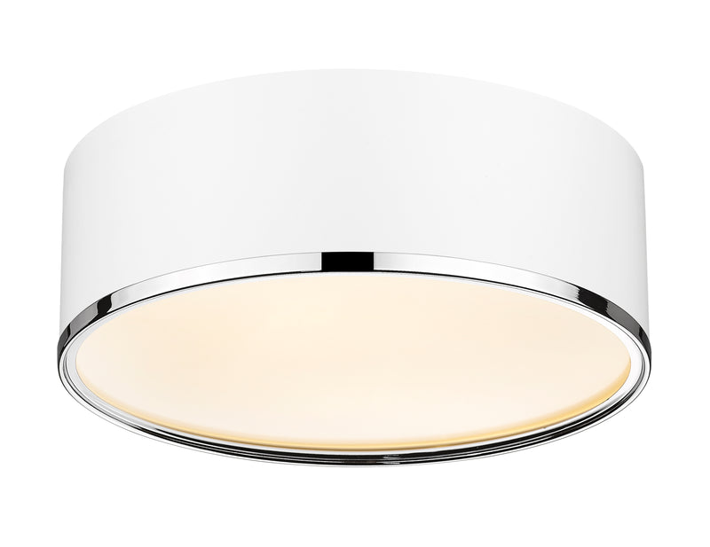 Arlo 3 Light 16" Flush Mount in Matte White + Chrome