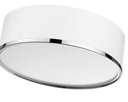 Arlo 3 Light 16" Flush Mount in Matte White + Chrome
