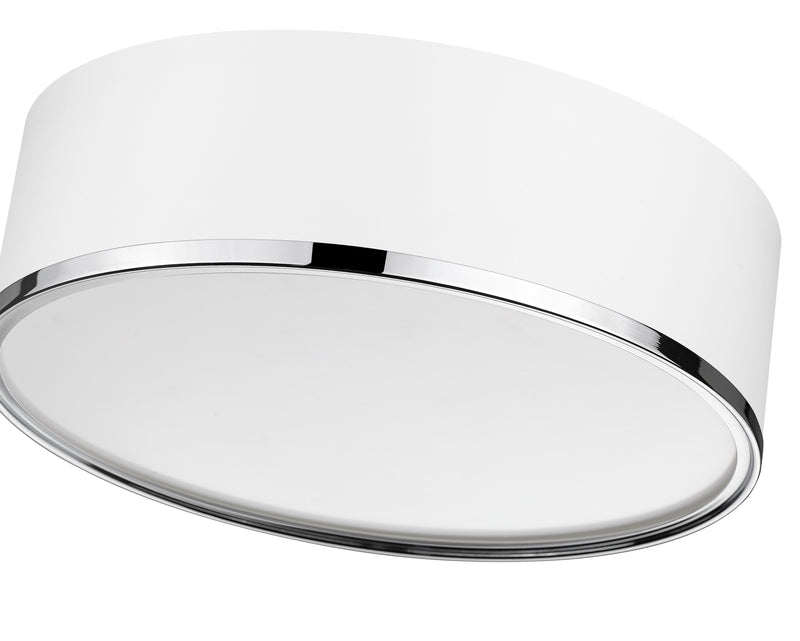 Arlo 3 Light 16" Flush Mount in Matte White + Chrome