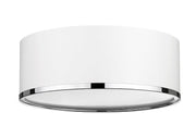 Arlo 3 Light 16" Flush Mount in Matte White + Chrome