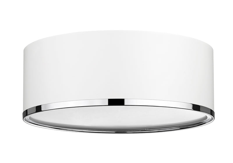 Arlo 3 Light 16" Flush Mount in Matte White + Chrome