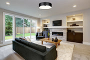 Arlo 4 Light 20.25" Flush Mount in Matte Black + Chrome in a room setting