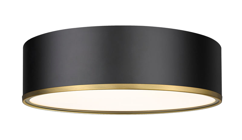 Arlo 4 Light 20.25" Flush Mount in Matte Black + Rubbed Brass