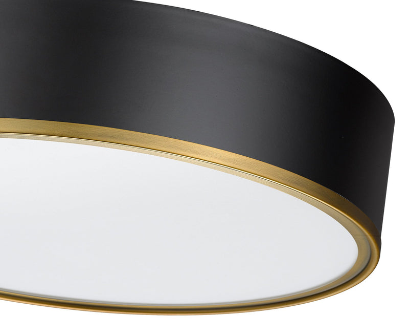 Arlo 4 Light 20.25" Flush Mount in Matte Black + Rubbed Brass