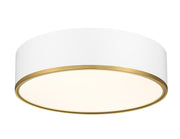 Arlo 4 Light 20.25" Flush Mount in Matte White + Rubbed Brass