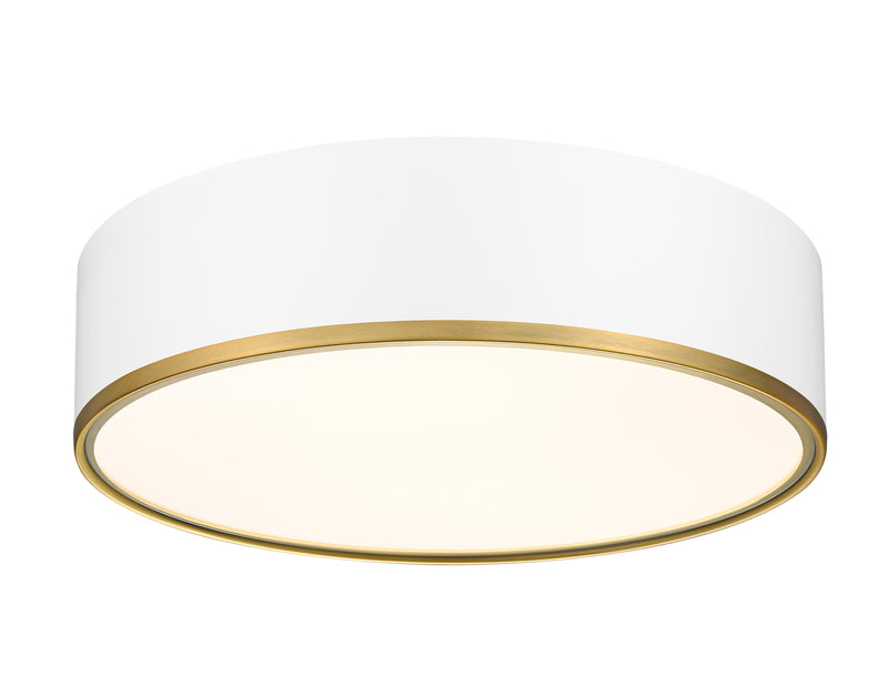 Arlo 4 Light 20.25" Flush Mount in Matte White + Rubbed Brass