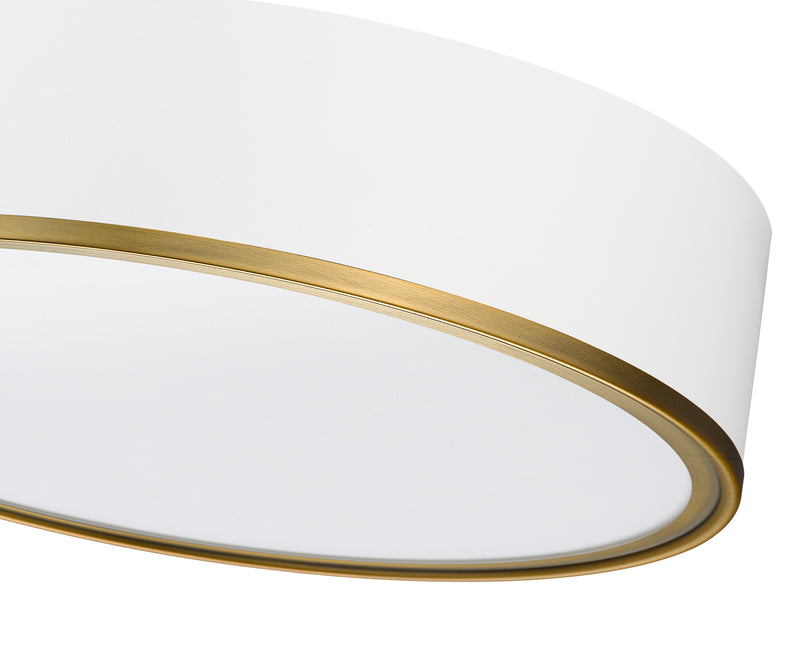 Arlo 4 Light 20.25" Flush Mount in Matte White + Rubbed Brass
