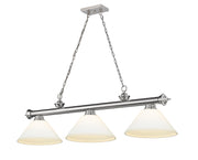 Cordon 3 Light 57.25" Billiard, Glass Shades (A) in Brushed Nickel
