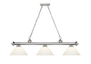 Cordon 3 Light 57.25" Billiard, Glass Shades (A) in Brushed Nickel