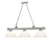 Cordon 3 Light 57.25" Billiard, Glass Shades (A) in Brushed Nickel