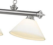 Cordon 3 Light 57.25" Billiard, Glass Shades (A) in Brushed Nickel