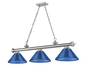 Cordon 3 Light 57.25" Billiard, Acrylic Shades (ARC) in Brushed Nickel