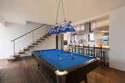Cordon 3 Light 57.25" Billiard, Acrylic Shades (ARC) in Brushed Nickel in a room setting
