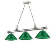 Cordon 3 Light 57.25" Billiard, Acrylic Shades (ARC) in Brushed Nickel