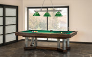 Cordon 3 Light 57.25" Billiard, Acrylic Shades (ARC) in Brushed Nickel in a room setting