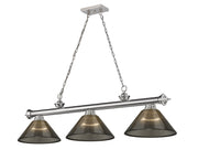 Cordon 3 Light 57.25" Billiard, Acrylic Shades (ARC) in Brushed Nickel