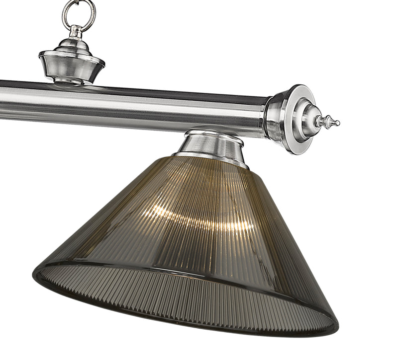 Cordon 3 Light 57.25" Billiard, Acrylic Shades (ARC) in Brushed Nickel