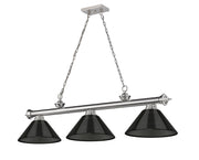Cordon 3 Light 57.25" Billiard, Acrylic Shades (ARC) in Brushed Nickel