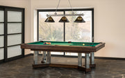 Cordon 3 Light 57.25" Billiard, Acrylic Shades (ARC) in Brushed Nickel in a room setting