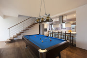 Cordon 3 Light 57.25" Billiard, Acrylic Shades (ARC) in Brushed Nickel in a room setting