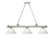 Cordon 3 Light 57.25" Billiard, Glass Shades (A) in Brushed Nickel