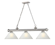 Cordon 3 Light 57.25" Billiard, Glass Shades (A) in Brushed Nickel