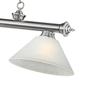 Cordon 3 Light 57.25" Billiard, Glass Shades (A) in Brushed Nickel