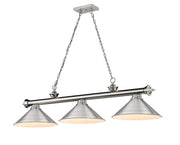 Cordon 3 Light 57.25" Billiard, Metal Shades in Brushed Nickel