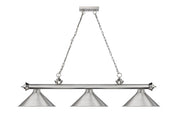 Cordon 3 Light 57.25" Billiard, Metal Shades in Brushed Nickel